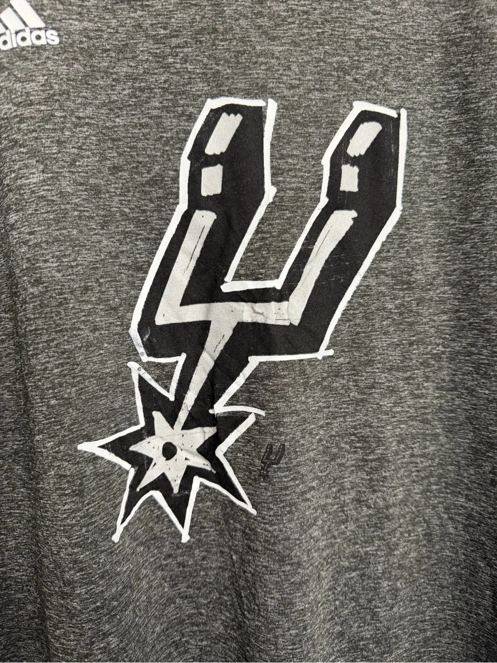 adidas Gray San Antonio Spurs Logo Short Sleeve Tee